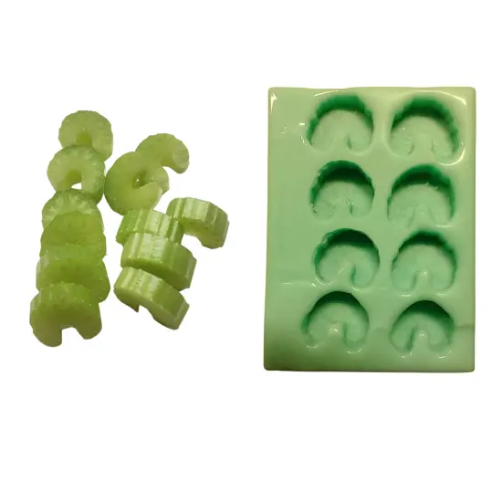 8pc Thin Celery Slices Silicone Mold| Realistic Food Shape for Soap Mold | Candle Wax Resin Clay Mold {2}