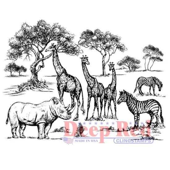Deep Red Stamps Safari Rubber Cling Stamp4 x 3 inches {1}