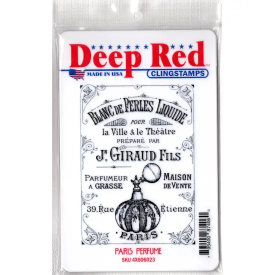 Deep Red Stamps Paris Perfume Rubber Cling Stamp 3 x 4 inches {2}