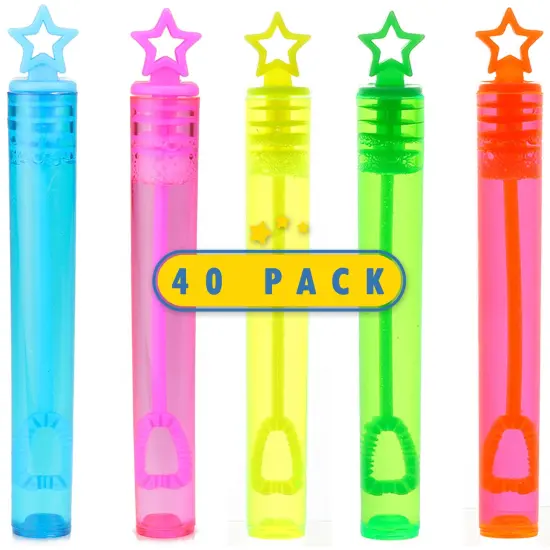 40-Piece Star Bubble Wands Assortment Neon Party Favors - Summer Gifts Bubbles Fun Toys {1}