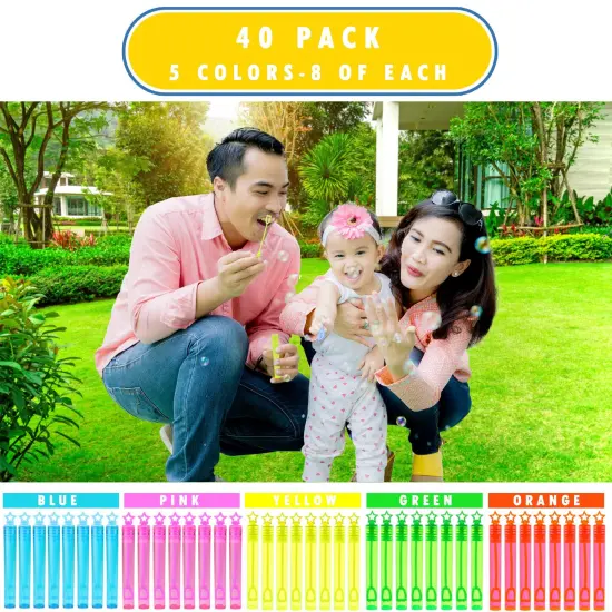 40-Piece Star Bubble Wands Assortment Neon Party Favors - Summer Gifts Bubbles Fun Toys {2}