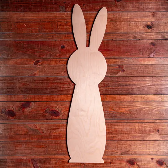 46 in. Unfinished Wooden Bunny Porch Sign {1}
