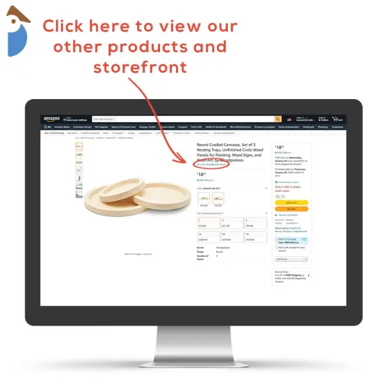 Round Cradled Canvases, Unfinished Set of 3 for Paint Pour/Resin | Woodpeckers {5}