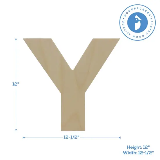 Wooden Letter Y 12 inch or 8 inch, Unfinished Large Wood Letters for Crafts | Woodpeckers {2}