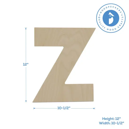 Wooden Letter Z 12 inch or 8 inch, Unfinished Large Wood Letters for Crafts | Woodpeckers {2}