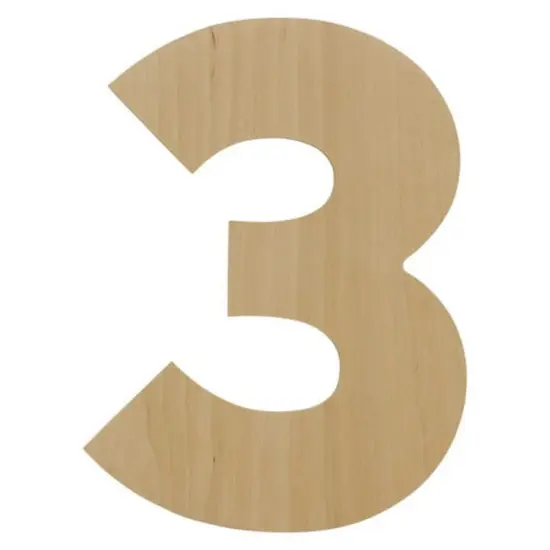 Wooden Number 3, 12 inch or 8 inch, Unfinished Large Wood Numbers for Crafts | Woodpeckers {1}