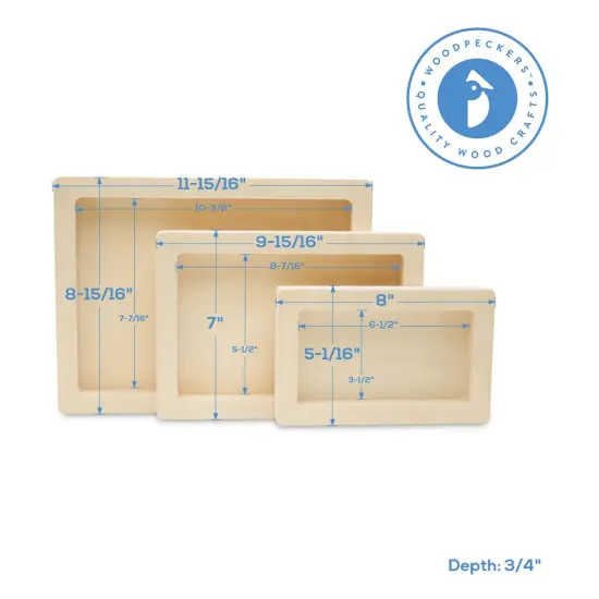 Rectangle Cradled Canvases Unfinished Set of 3 for Paint Pouring | Woodpeckers {4}