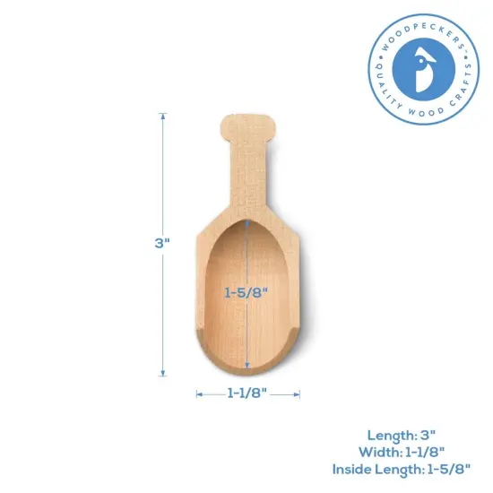 Mini Wooden Scoopers Assorted Sizes, Unfinished, for Bath Salts & Jars | Woodpeckers {5}