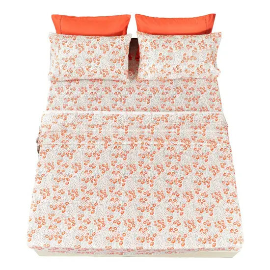 American Home Collection Floral Bedding Sheets & Pillowcases Set Brushed Microfiber Wrinkle Free Sheet Set Peach {2}