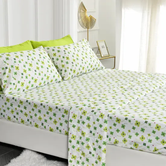 American Home Collection Floral Bedding Sheets & Pillowcases Set Brushed Microfiber Wrinkle Free Sheet Set Green {1}