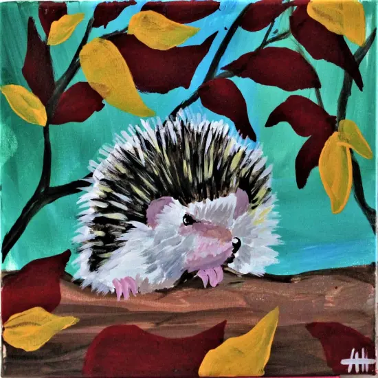 Fall Paint Kit - Henry the Hedgehog Acrylic Painting Kit & Video Lesson, DIY Craft, Beginner Painting, Paint At Home, Paint Party {1}