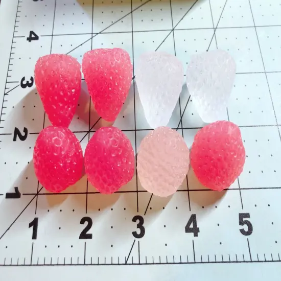 8pc 3D Strawberry Silicone Mold. Realistic Food Shape Mold, For Wax | Embed | Soap | Resin Castings {3}