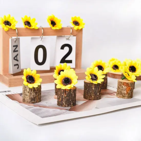 100PCS Artificial Sunflower Heads &ndash; Yellow Silk Fabric Flowers for DIY Crafts, Wedding Decor, Home Party, Hair Clips, Wreaths, Engagement Decorations {5}