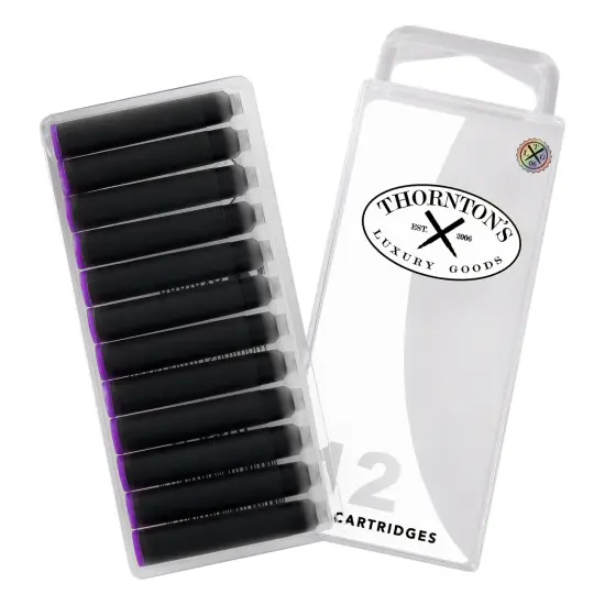 Thornton's Luxury Goods Short Standard International Fountain Pen Ink Cartridges, 12-Count Purple {1}