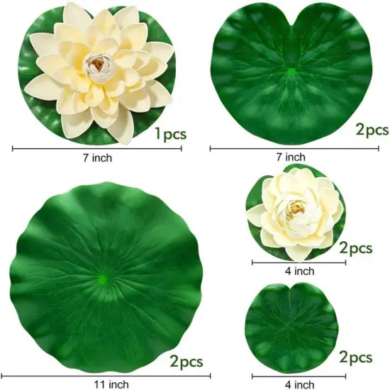 9Pcs Artificial Lotus Water Lily Pad Floating Foam Lotus Flowers {2}