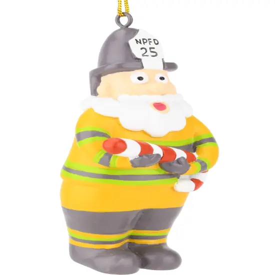 North Pole Fire Department Santa Resin Christmas Ornament {6}