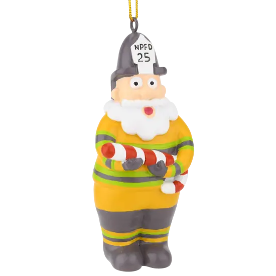 North Pole Fire Department Santa Resin Christmas Ornament {1}