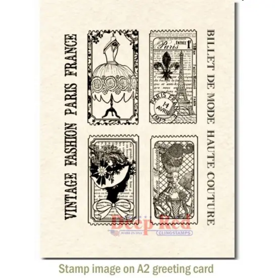 Deep Red Stamps Fashion Tickets Rubber Cling Stamp Set 3.25 x 4.25 inches {3}