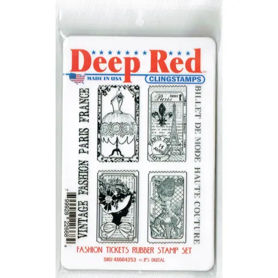 Deep Red Stamps Fashion Tickets Rubber Cling Stamp Set 3.25 x 4.25 inches {2}