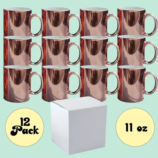 12 PACK 11 oz Metallic Copper Professional Grade Sublimation Mug- Sublimation Series - With Individual White Gift Box {2}