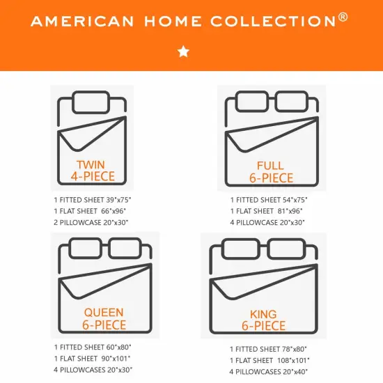 American Home Collection Triangles Patterned Bedding Sheets & Pillowcases Set Brushed Microfiber Wrinkle Free Sheet Set {4}