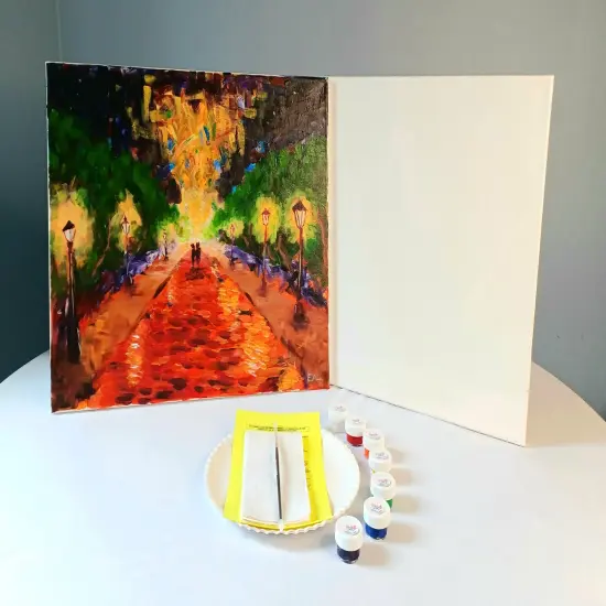 Paint Kit - Lovers Promenade Acrylic Fingerpainting Kit & Video Lesson, Art Gift Set, DIY Craft, Paint and Sip At Home, Paint Party {2}