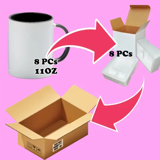 8 PACK - 11OZ GREY inside Handle Mugs- FOAM BOX {3}