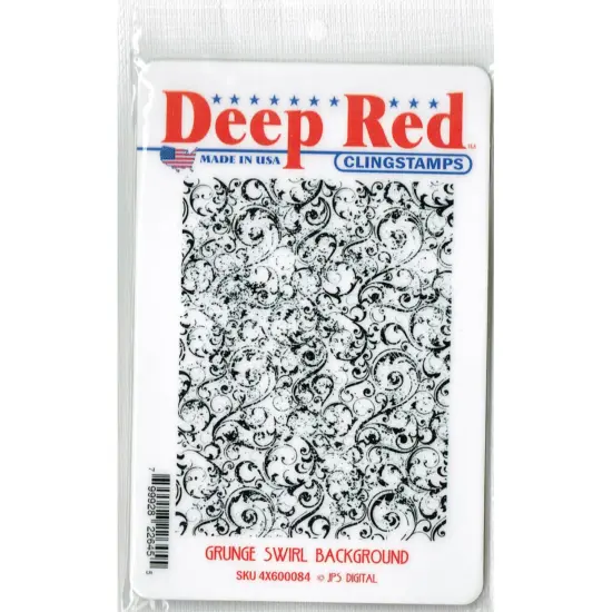 Deep Red Stamps Grunge Swirl Background Rubber Cling Stamp 3 x 4 inches {2}