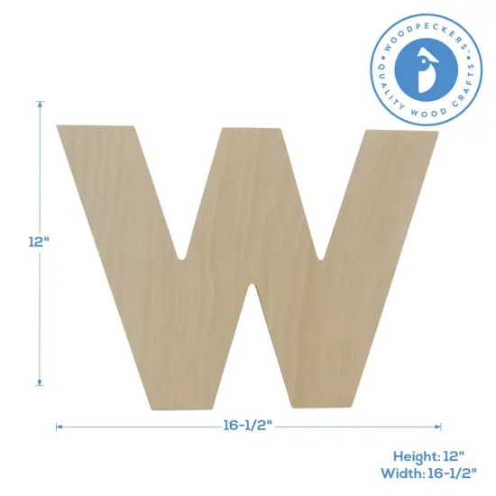 Wooden Letter W 12 inch or 8 inch, Unfinished Large Wood Letters for Crafts | Woodpeckers {2}