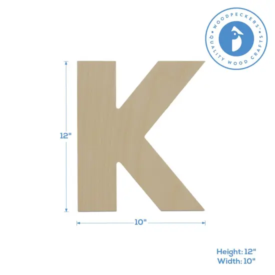 Wooden Letter K 12 inch or 8 inch, Unfinished Large Wood Letters for Crafts | Woodpeckers {2}