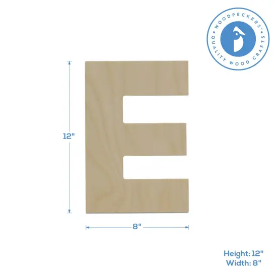 Wooden Letter E 12 inch or 8 inch, Unfinished Large Wood Letters for Crafts | Woodpeckers {2}