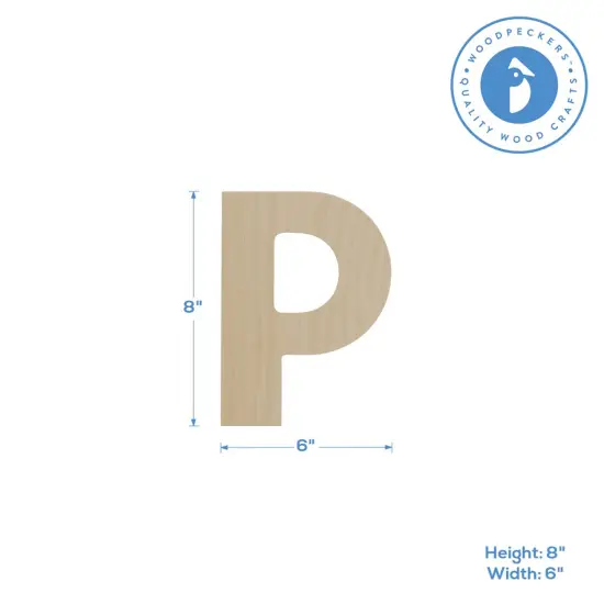Wooden Letter P 12 inch or 8 inch, Unfinished Large Wood Letters for Crafts | Woodpeckers {2}