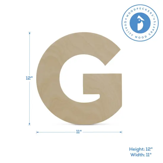 Wooden Letter G 12 inch or 8 inch, Unfinished Large Wood Letters for Crafts | Woodpeckers {2}