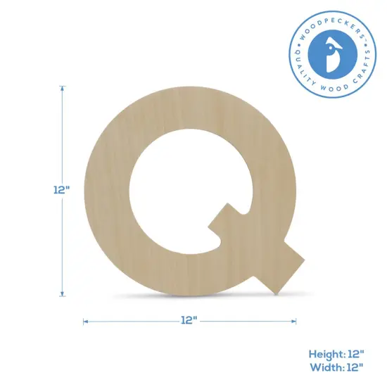 Wooden Letter Q 12 inch or 8 inch, Unfinished Large Wood Letters for Crafts | Woodpeckers {2}