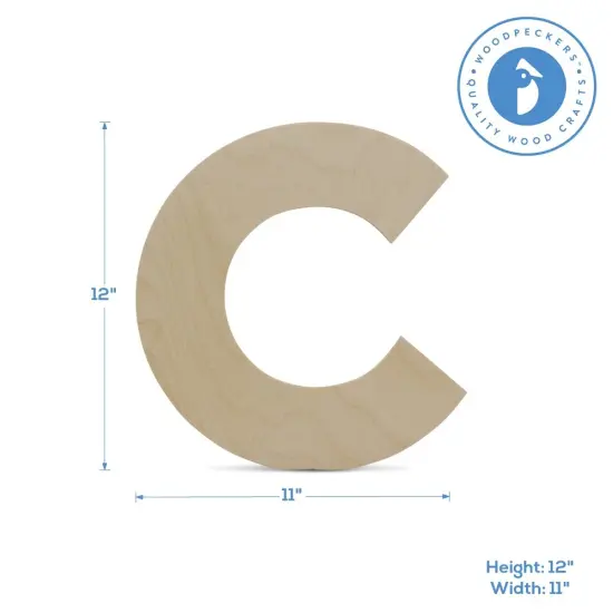Wooden Letter C 12 inch or 8 inch, Unfinished Large Wood Letters for Crafts | Woodpeckers {4}