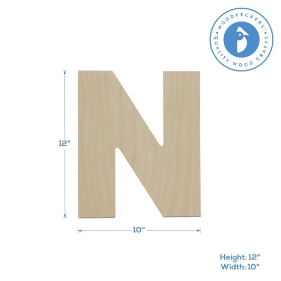 Wooden Letter N 12 inch or 8 inch, Unfinished Large Wood Letters for Crafts | Woodpeckers {4}
