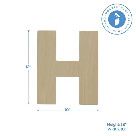 Wooden Letter H 12 inch or 8 inch, Unfinished Large Wood Letters for Crafts | Woodpeckers {4}