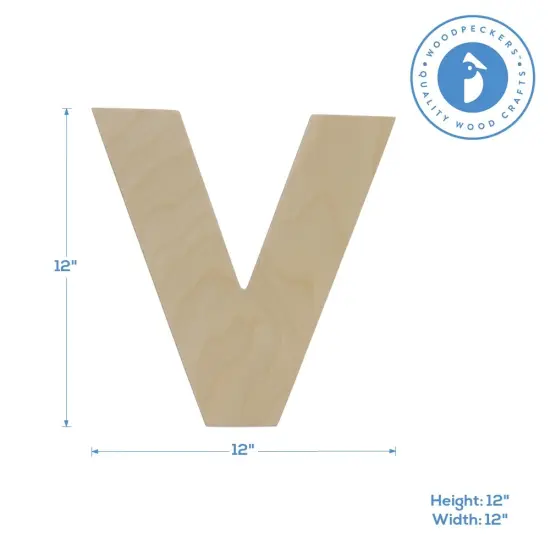 Wooden Letter V 12 inch or 8 inch, Unfinished Large Wood Letters for Crafts | Woodpeckers {4}