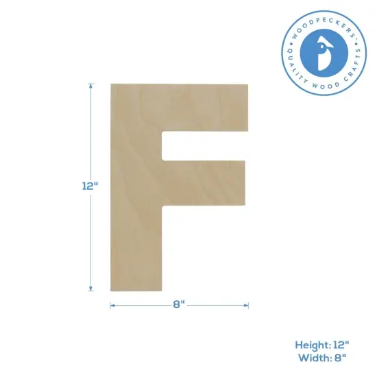 Wooden Letter F 12 inch or 8 inch, Unfinished Large Wood Letters for Crafts | Woodpeckers {4}
