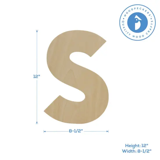 Wooden Letter S 12 inch or 8 inch, Unfinished Large Wood Letters for Crafts | Woodpeckers {2}