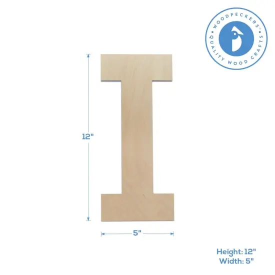 Wooden Letter I 12 inch or 8 inch, Unfinished Large Wood Letters for Crafts | Woodpeckers {4}