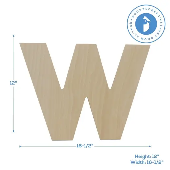Wooden Letter W 12 inch or 8 inch, Unfinished Large Wood Letters for Crafts | Woodpeckers {4}