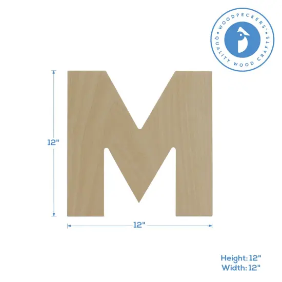 Wooden Letter M 12 inch or 8 inch, Unfinished Large Wood Letters for Crafts | Woodpeckers {2}