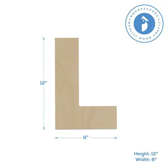 Wooden Letter L 12 inch or 8 inch, Unfinished Large Wood Letters for Crafts | Woodpeckers {4}