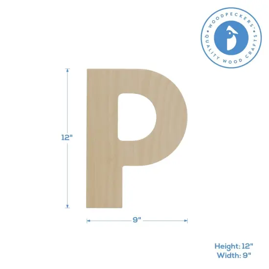 Wooden Letter P 12 inch or 8 inch, Unfinished Large Wood Letters for Crafts | Woodpeckers {4}