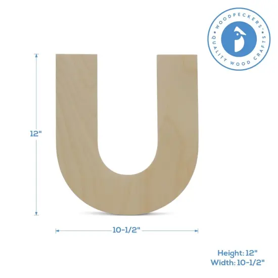 Wooden Letter U 12 inch or 8 inch, Unfinished Large Wood Letters for Crafts | Woodpeckers {4}