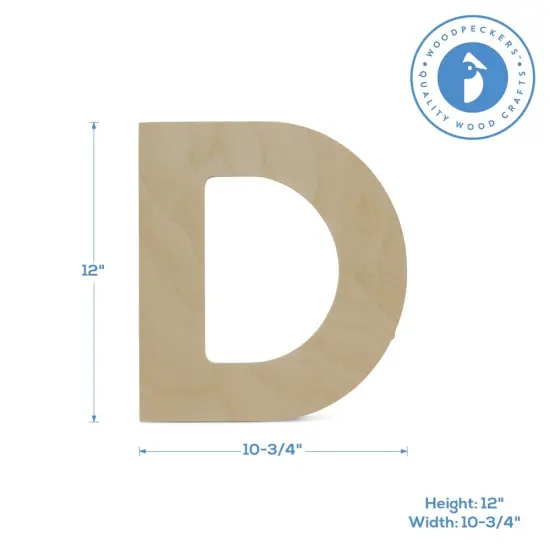 Wooden Letter D 12 inch or 8 inch, Unfinished Large Wood Letters for Crafts | Woodpeckers {4}