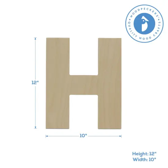 Wooden Letter H 12 inch or 8 inch, Unfinished Large Wood Letters for Crafts | Woodpeckers {2}