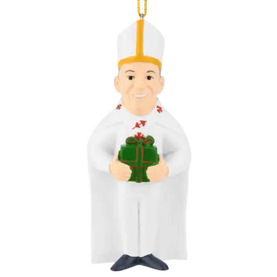 Tree Buddees The Pope with a Present Cute Religious Christmas Ornament {1}