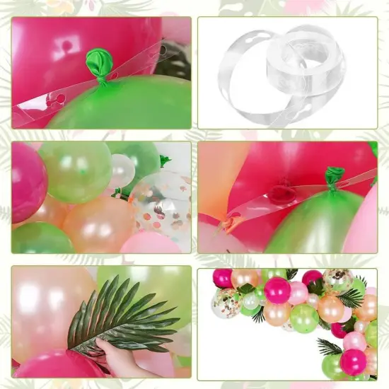 83pcs Tropical Balloons Arch Garland Kit Pink Sage Green Confetti Balloons Tropical Palm Leaves for Aloha Hawaii Jungle Summer Beach Moana Theme Birthday Baby Shower Party Supplies {3}